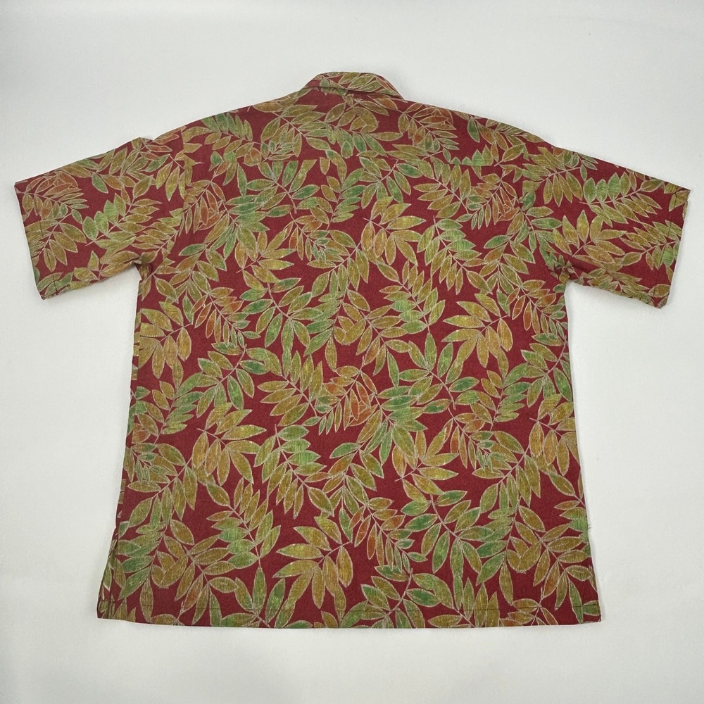 Tori Richard Shirt Men's Medium Red Green Leaf Print Short Sleeve Button Up - Picture 5 of 9